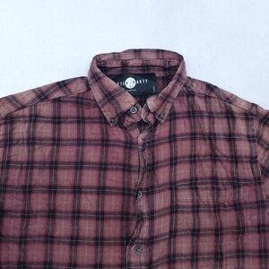 After Party Tartan Flannel Casual Button Up Shirt Mens Size S Maroon Black